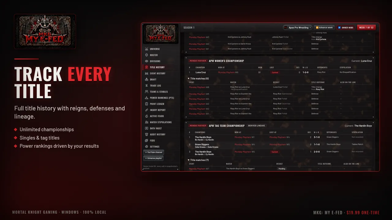 Title history screen